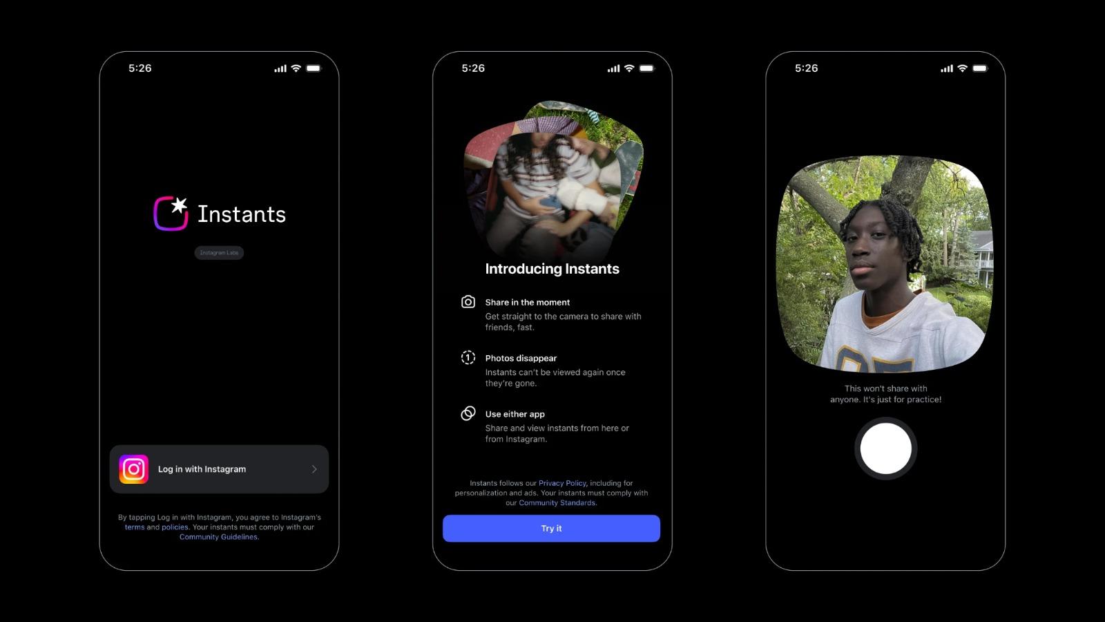 O recurso pode ser acessado diretamente na área de mensagens do aplicativo e também em um app próprio do Instants