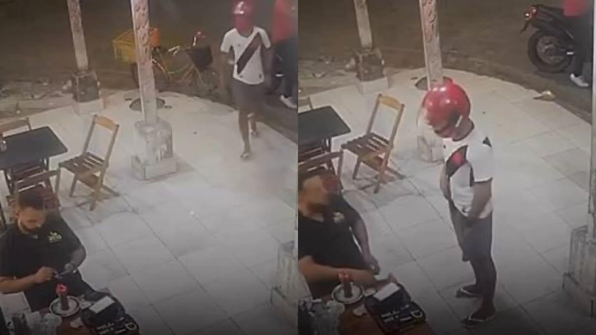 A imagem em destaque mostra o momento do assalto.