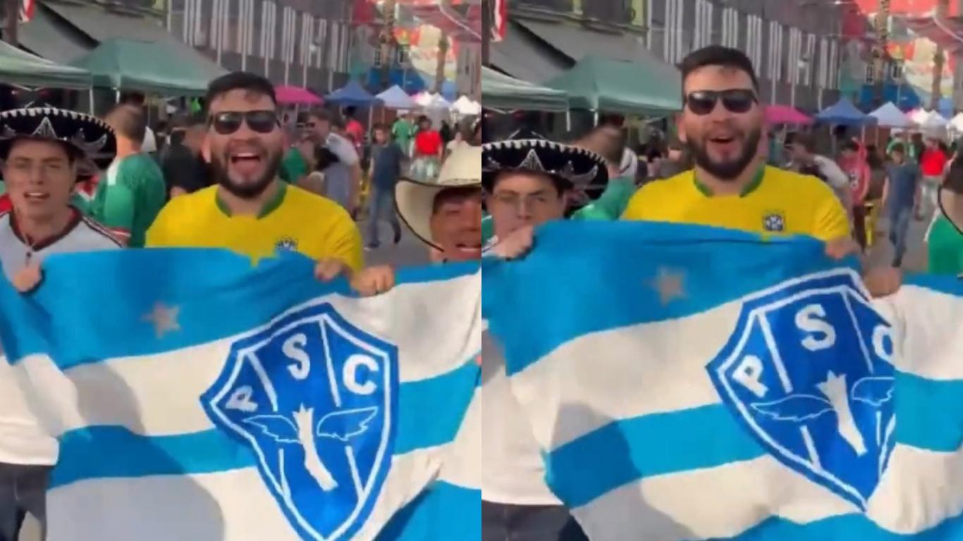 O paraense ergueu a bandeira do Paysandu com alegria no México.