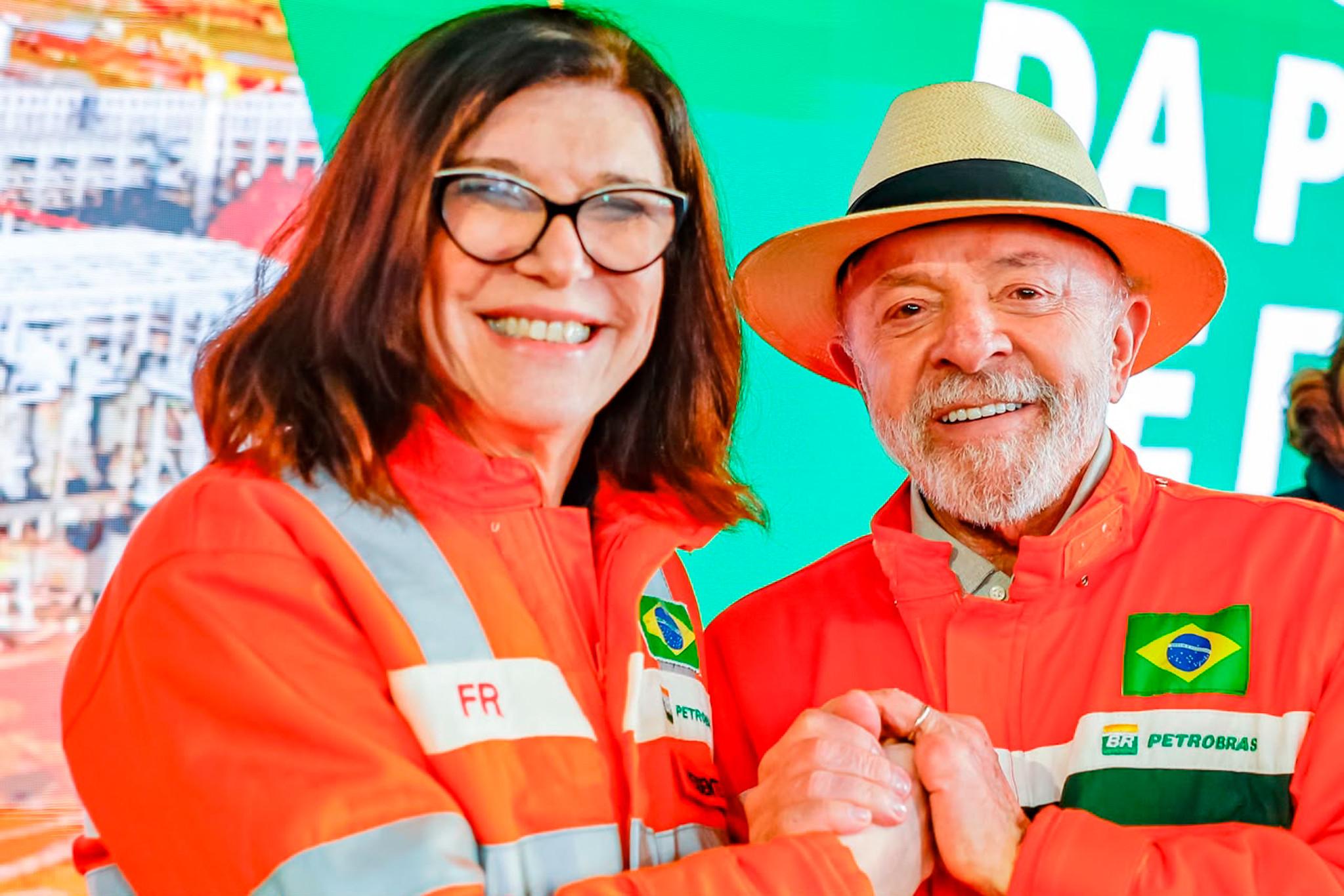 Magda Chambriard, presidente da Petrobras, e o presidente Lula
