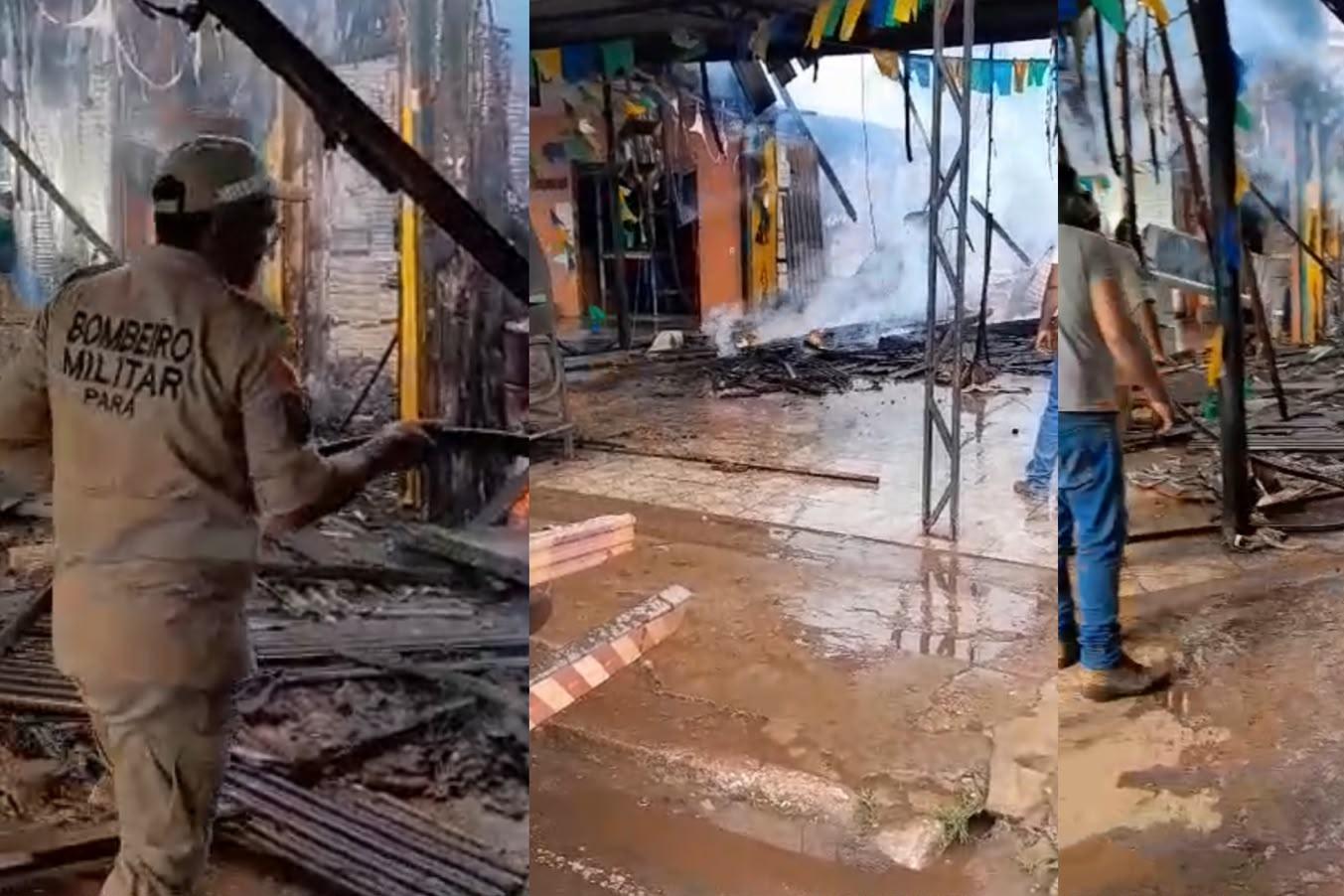 Incêndio de grandes proporções destrói churrascaria em Novo Repartimento.