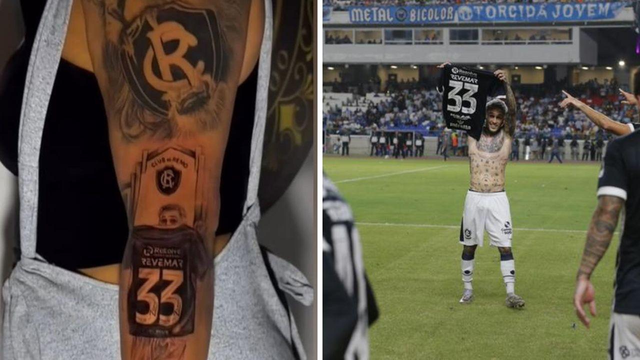 Diego Hernández compartilha tatuagem feita por fã e se declara à torcida do Remo: 'No meu coração'