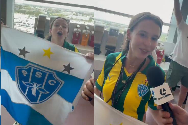 Torcedora do Paysandu faz festa em Houston após classificação do Brasil; assista
