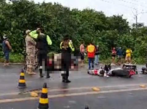Colisão entre motocicletas deixa três pessoas gravemente feridas em Santarém.