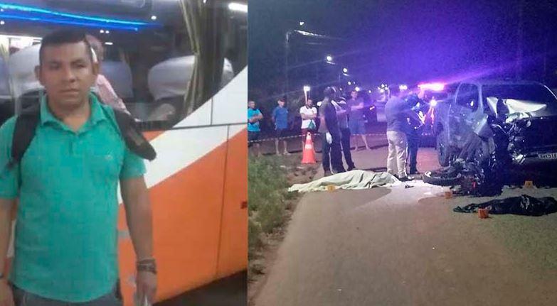 A imagem em destaque mostra o homem que morreu no acidente (à esquerda) e o local do sinistro (à direita).
