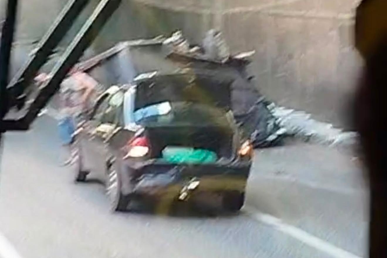 Estrutura de reboque se desprende de veículo e provoca lentidão no túnel do Entroncamento, em Belém.